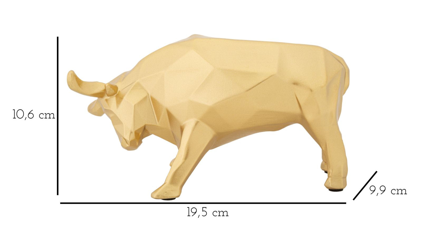 Arany geometrikus bika szobor 19,5X9,9X10,6 cm Dekorációs figura Mauro Ferretti