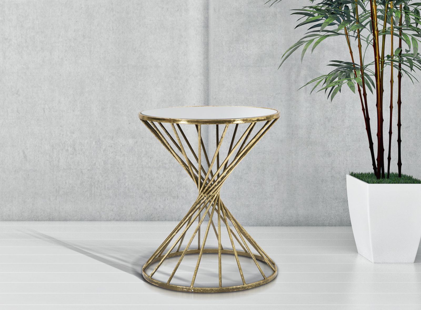 aranyszínű kisasztal tükörlapos asztallappal Ø42x50 cm – Glamour