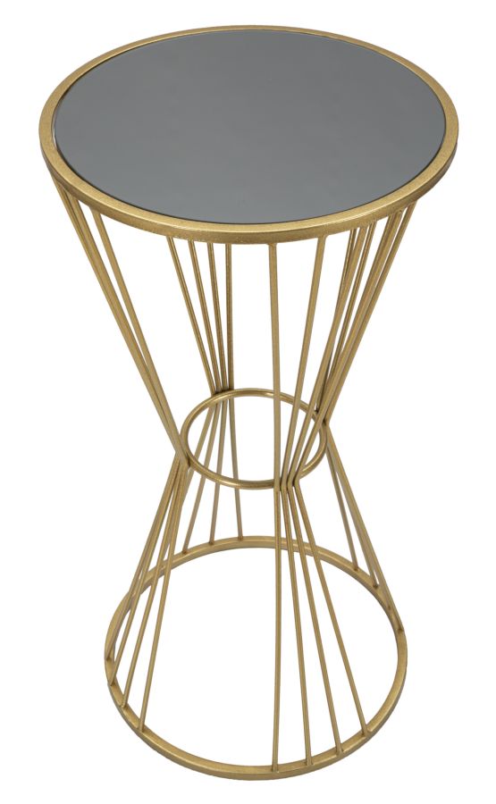 Modern arany színű lerakóasztal tükrös üveglappal Ø 40X80 cm Modern lerakóasztal Mauro Ferretti