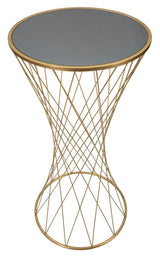 TOWER modern arany színű lerakóasztal tükrös üveglappal Ø 50X100 cm Modern lerakóasztal Mauro Ferretti