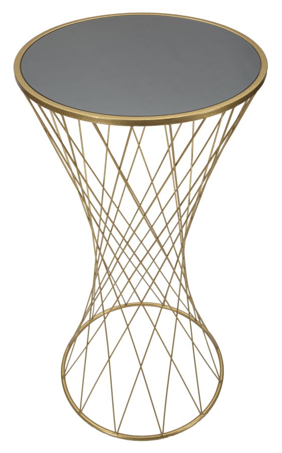 TOWER modern arany színű lerakóasztal tükrös üveglappal Ø 50X100 cm Modern lerakóasztal Mauro Ferretti
