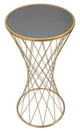 TOWER modern arany színű lerakóasztal tükrös üveglappal Ø 40X80 cm Modern lerakóasztal Mauro Ferretti