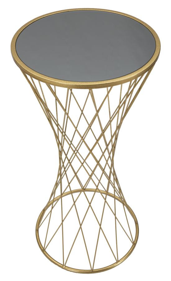 TOWER modern arany színű lerakóasztal tükrös üveglappal Ø 40X80 cm Modern lerakóasztal Mauro Ferretti