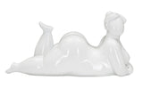 Fehér fekvő női szobor modern stílusban 32X12,5X16 cm Dekorációs figura Mauro Ferretti