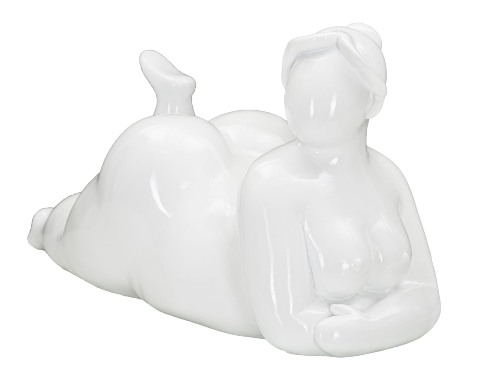 Fehér fekvő női szobor modern stílusban 32X12,5X16 cm Dekorációs figura Mauro Ferretti