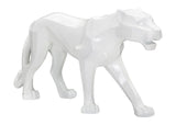 Fehér párduc szobor modern stílusban 70X18X32,5 cm Dekorációs figura Mauro Ferretti