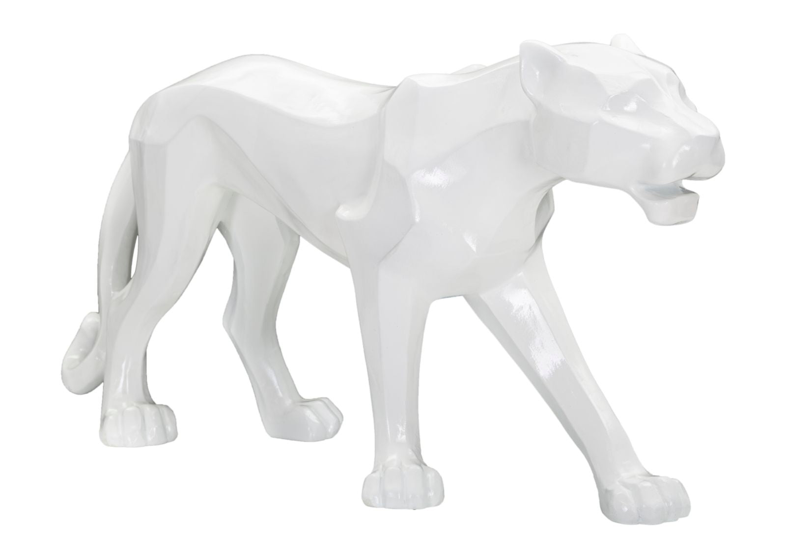 Fehér párduc szobor modern stílusban 70X18X32,5 cm Dekorációs figura Mauro Ferretti