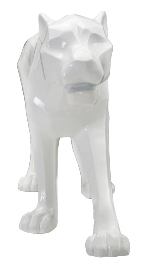 Fehér párduc szobor modern stílusban 70X18X32,5 cm Dekorációs figura Mauro Ferretti