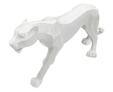 Fehér párduc szobor modern stílusban 70X18X32,5 cm Dekorációs figura Mauro Ferretti