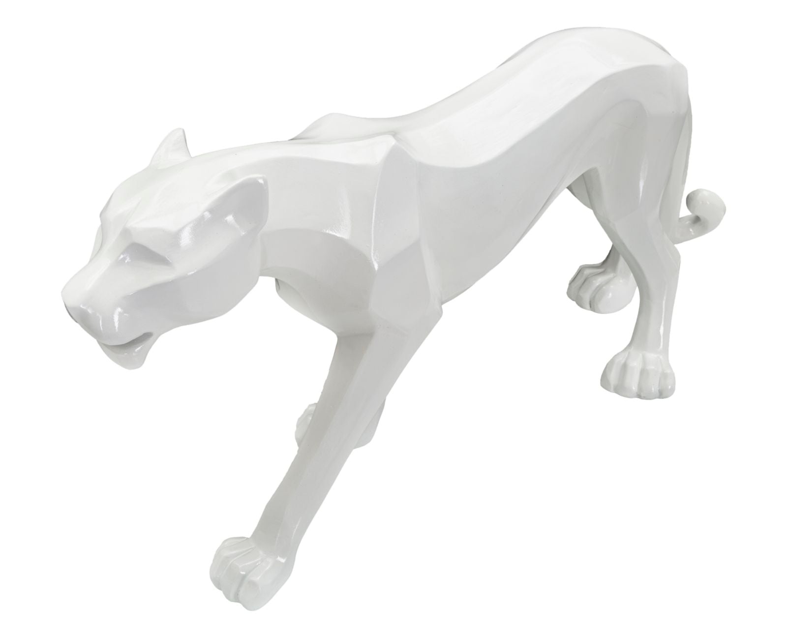 Fehér párduc szobor modern stílusban 70X18X32,5 cm Dekorációs figura Mauro Ferretti