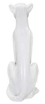 Fehér ülő párduc szobor 27X38X74 cm Dekorációs figura Mauro Ferretti