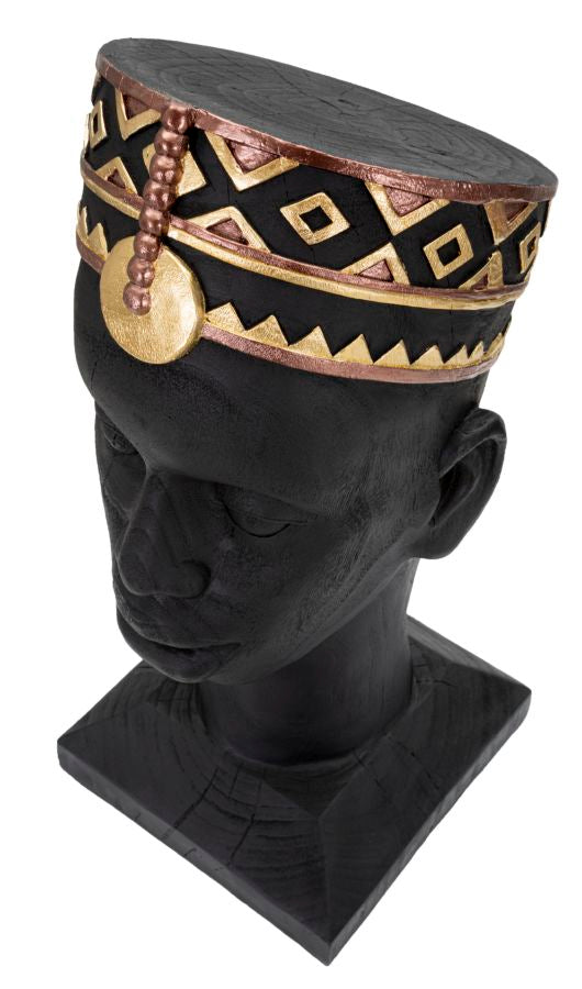 Afrikai törzsi fej szobor – fekete-arany 25X25X56 cm Dekorációs figura Mauro Ferretti