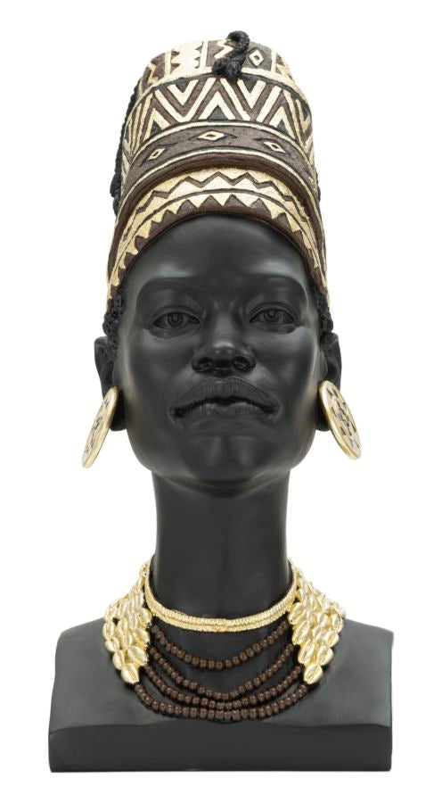 Afrikai törzsi nő szobor – fekete-arany 21,5X27,5X45 cm Dekorációs figura Mauro Ferretti