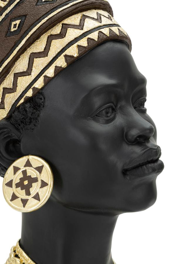 Afrikai törzsi nő szobor – fekete-arany 21,5X27,5X45 cm Dekorációs figura Mauro Ferretti
