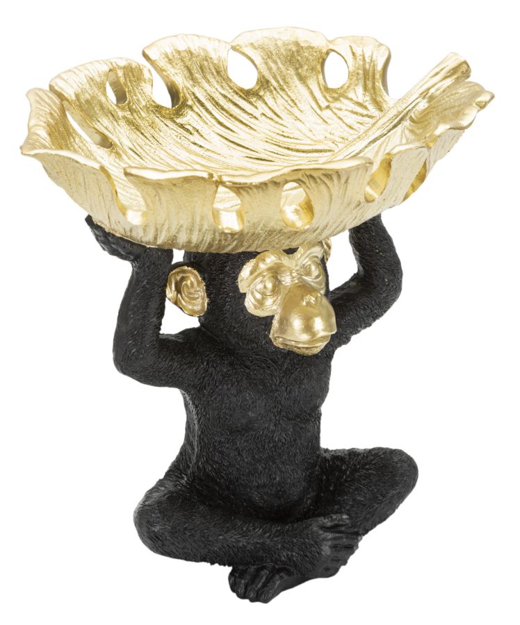 Golden Monkey Bowl – arany tálas majom szobor 25,2X21X24 cm Dekorációs figura Mauro Ferretti