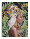 Trópusi Portré Falikép Papagájjal – Boho Vászonkép 90×120 cm Falikép Mauro Ferretti