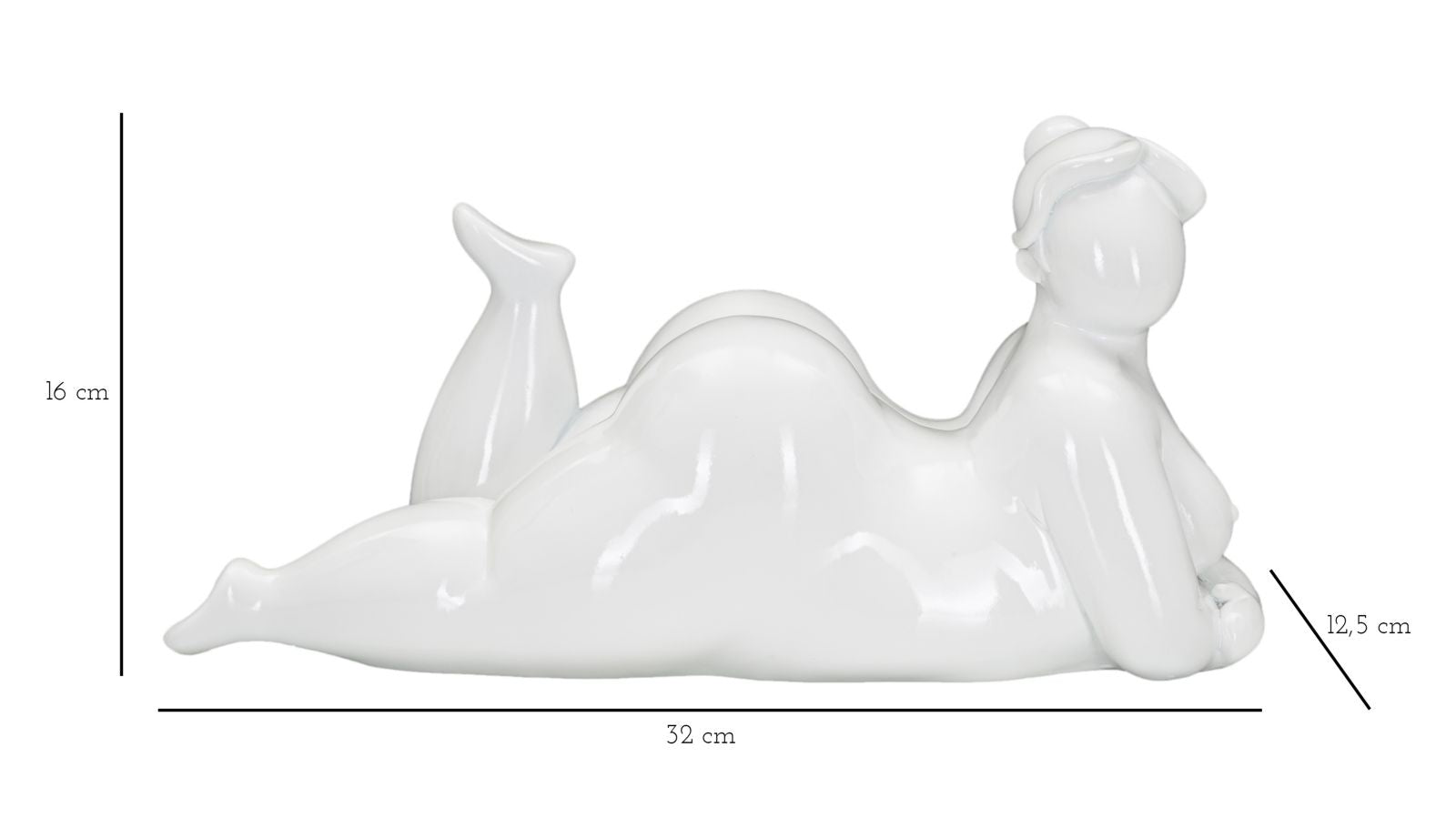 Fehér fekvő női szobor modern stílusban 32X12,5X16 cm Dekorációs figura Mauro Ferretti
