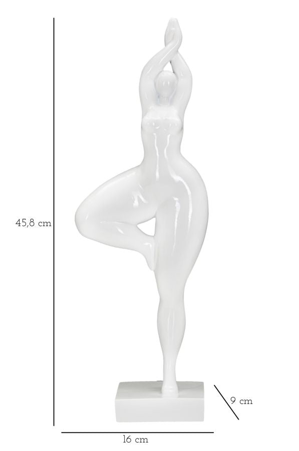 Fehér női szobor jóga pózban 16X9X45,8 cm Dekorációs figura Mauro Ferretti