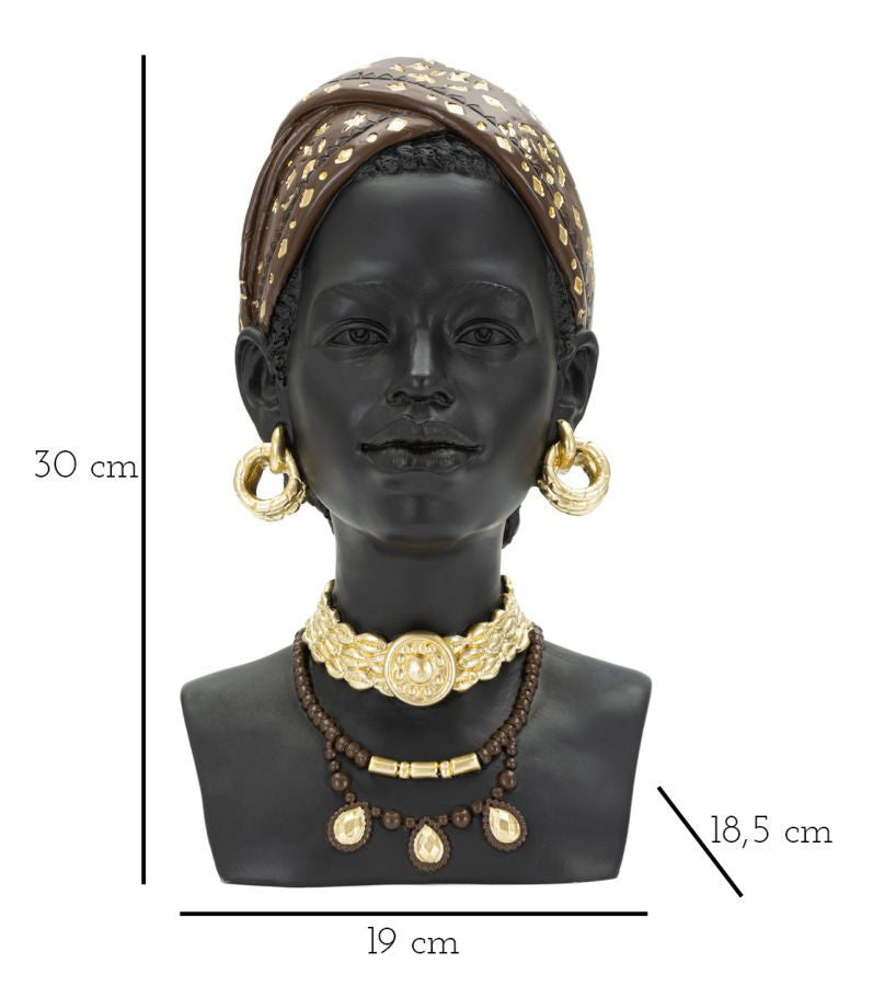 African Princess – női afrikai szobor 19X18,5X30 cm Dekorációs figura Mauro Ferretti