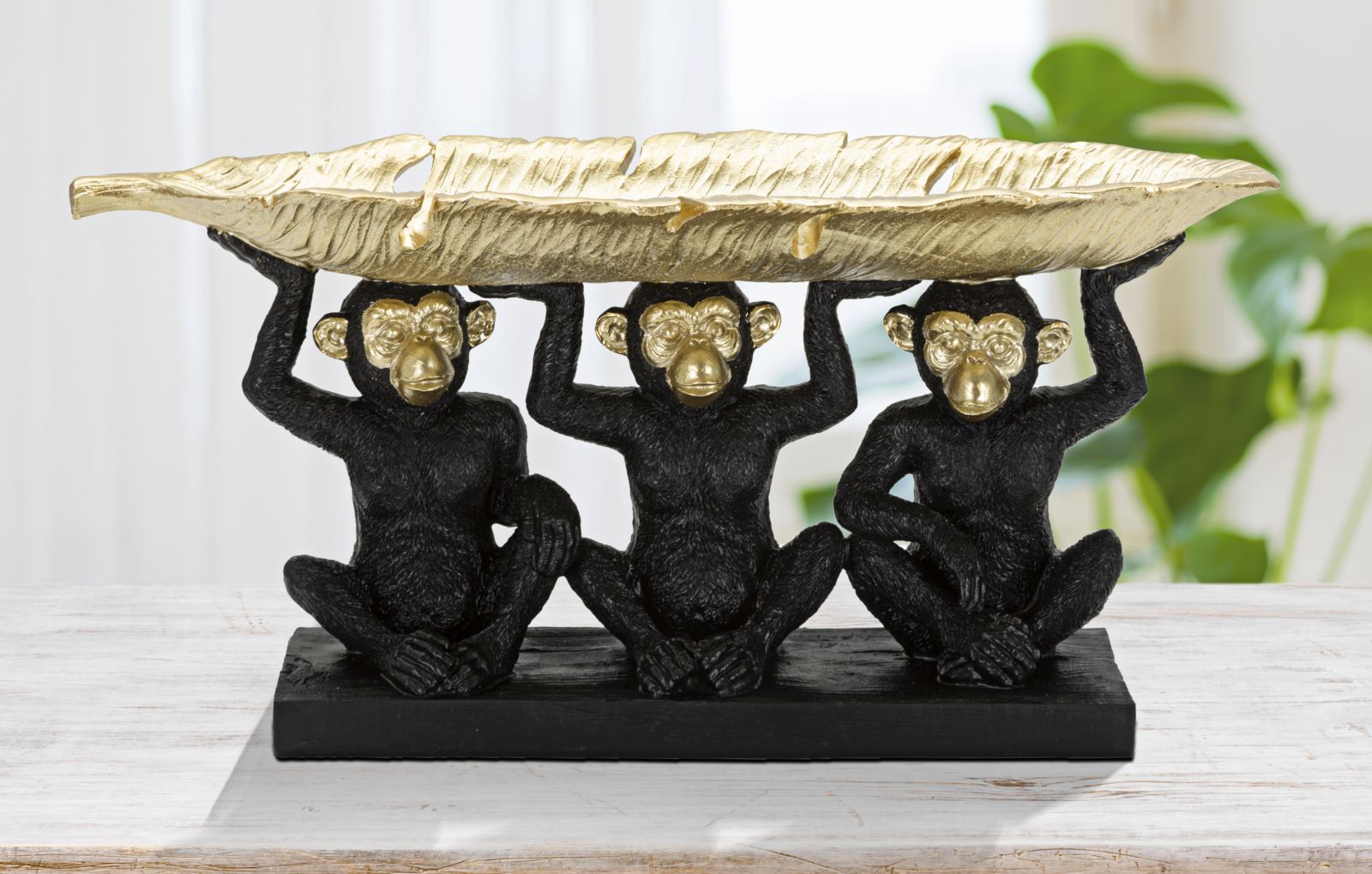 Monkey Leaf Bowl – arany leveles tál tartó majmokkal 43X15,7X20 cm Dekorációs figura Mauro Ferretti