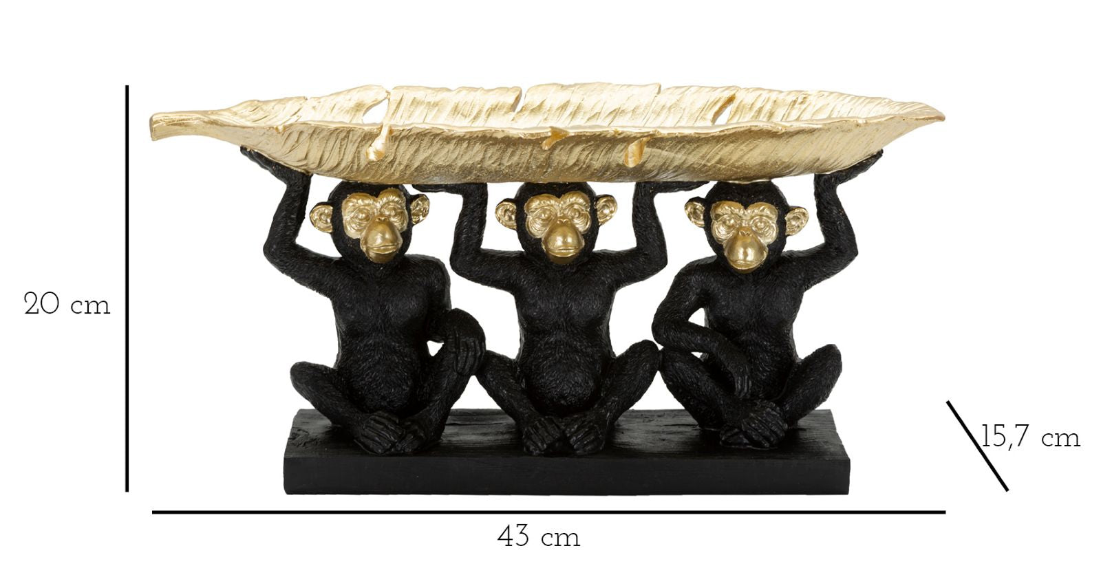 Monkey Leaf Bowl – arany leveles tál tartó majmokkal 43X15,7X20 cm Dekorációs figura Mauro Ferretti