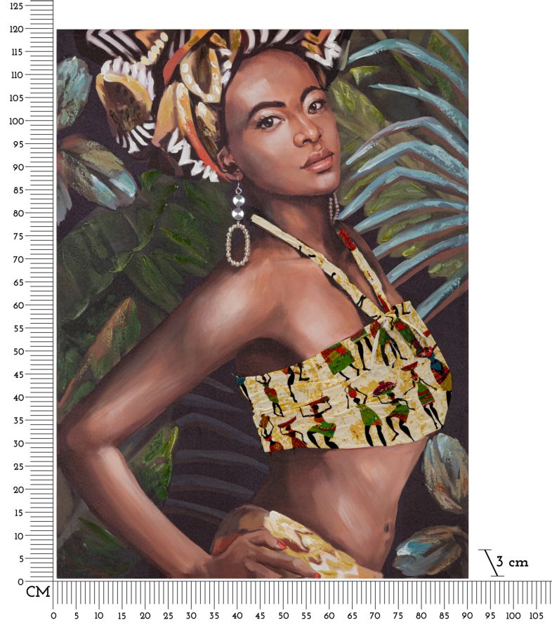 Eklektikus Portré Falikép Trópusi Háttérrel – Vászonkép 90×120 cm Falikép Mauro Ferretti