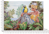 Trópusi Falikép Női Alakkal és Papagájjal – Vászonkép 120×90 cm Falikép Mauro Ferretti