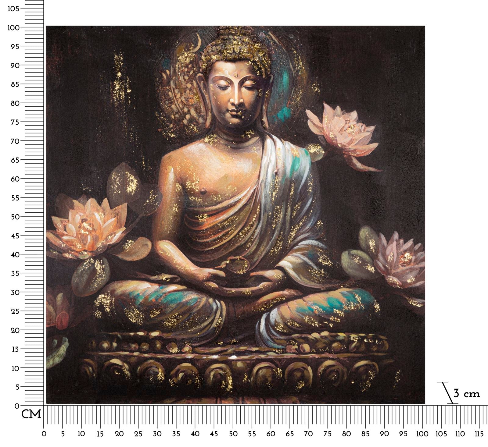 Arany Buddha Falikép Lótuszvirágokkal – Vászonkép 100×100 cm Falikép Mauro Ferretti