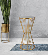 Modern arany színű lerakóasztal tükrös üveglappal Ø 40X80 cm Modern lerakóasztal Mauro Ferretti