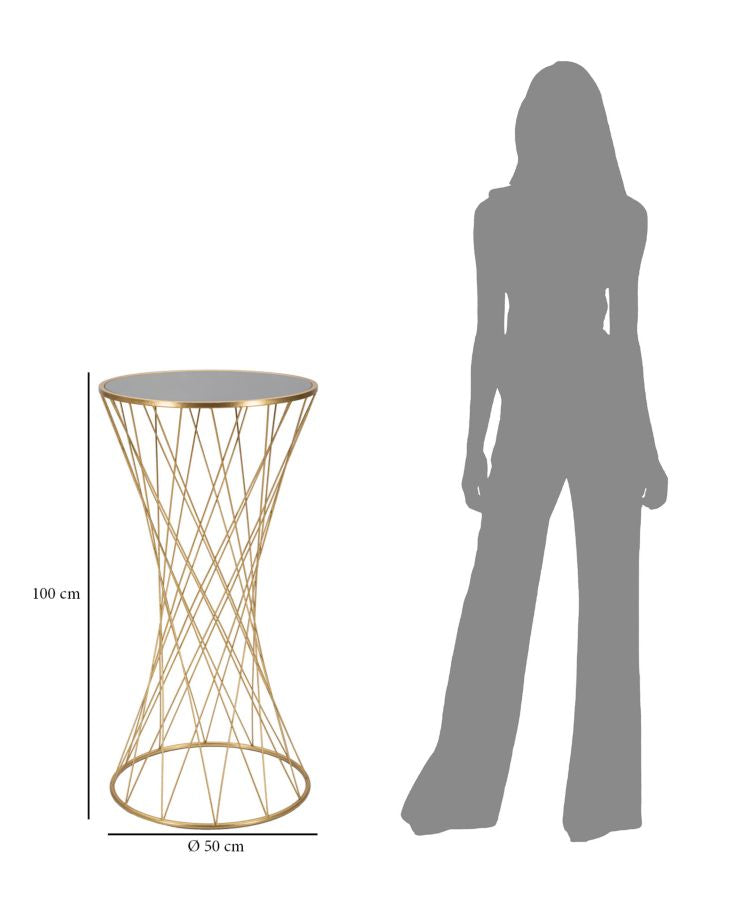 TOWER modern arany színű lerakóasztal tükrös üveglappal Ø 50X100 cm Modern lerakóasztal Mauro Ferretti