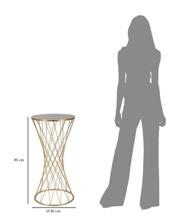 TOWER modern arany színű lerakóasztal tükrös üveglappal Ø 40X80 cm Modern lerakóasztal Mauro Ferretti