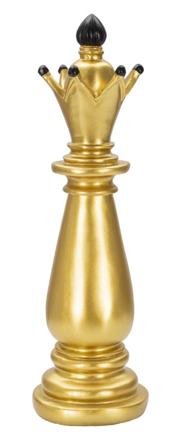 Royal Gold – királynő sakkfigura szobor fekete részletekke Ø 12,5X38,5 cm Dekorációs figura Mauro Ferretti