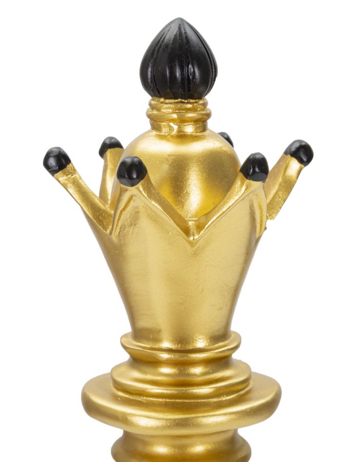 Royal Gold – királynő sakkfigura szobor fekete részletekke Ø 12,5X38,5 cm Dekorációs figura Mauro Ferretti