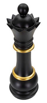 Royal Queen Black – fekete-arany királynő sakk dekoráció Ø 15X50 cm Dekorációs figura Mauro Ferretti