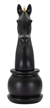 Fekete ló sakkfigura modern arany sörénnyel Ø 18,5X50 cm Dekorációs figura Mauro Ferretti