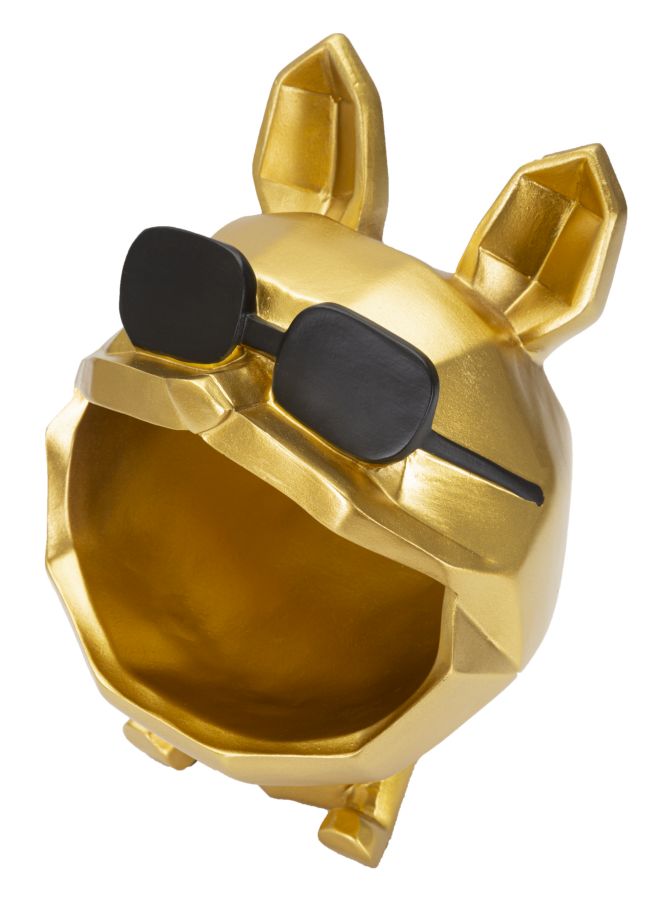 Cool Bulldog Bowl – arany kutya dekoráció tállal 17X23,5 cm Dekorációs figura Mauro Ferretti