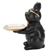 Frenchie Butler – fekete-arany bulldog dekoráció tálcával 19X20X23,5 cm Dekorációs figura Mauro Ferretti