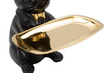 Frenchie Butler – fekete-arany bulldog dekoráció tálcával 19X20X23,5 cm Dekorációs figura Mauro Ferretti