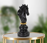 Black Knight – fekete ló sakkfigura dekoráció arany részlettel 14X11X27 cm Dekorációs figura Mauro Ferretti
