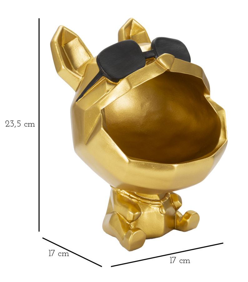 Cool Bulldog Bowl – arany kutya dekoráció tállal 17X23,5 cm Dekorációs figura Mauro Ferretti