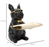 Frenchie Butler – fekete-arany bulldog dekoráció tálcával 19X20X23,5 cm Dekorációs figura Mauro Ferretti
