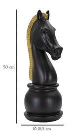 Fekete ló sakkfigura modern arany sörénnyel Ø 18,5X50 cm Dekorációs figura Mauro Ferretti