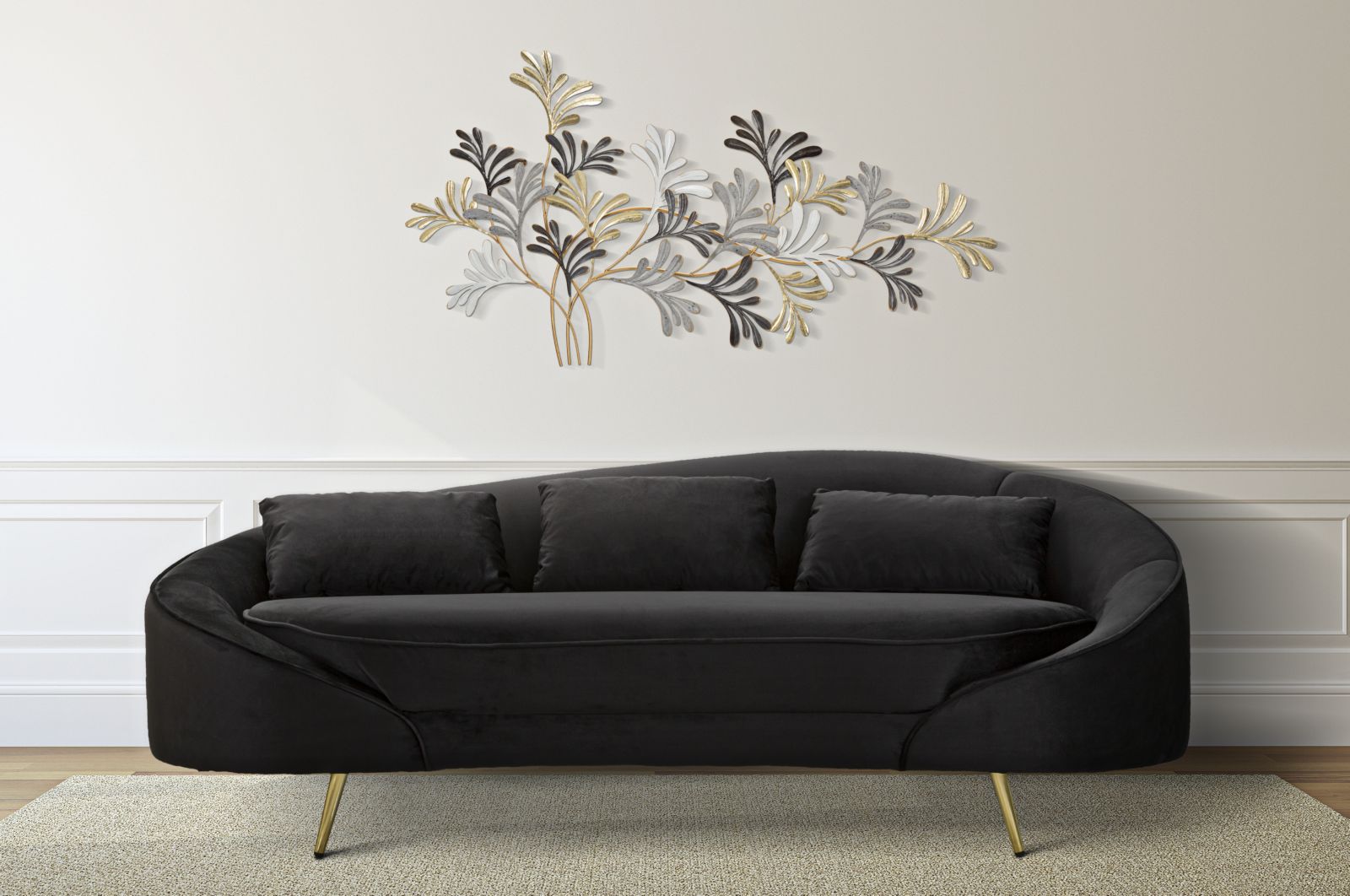 Modern Kanapé 3 személyes OSLO párnákkal fekete 185X84X68 cm Kanapé Mauro Ferretti