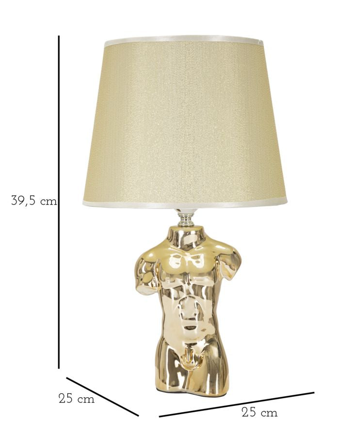 Torso férfi design asztali lámpa – arany szobor talp, bézs ernyő, 39,5 cm Mauro Ferretti