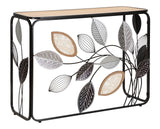 Nature Line modern levélmintás konzolasztal fekete fém vázzal 108x37x80 cm Konzolasztal Mauro Ferretti