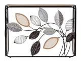 Nature Line modern levélmintás konzolasztal fekete fém vázzal 108x37x80 cm Konzolasztal Mauro Ferretti
