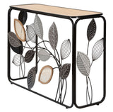 Nature Line modern levélmintás konzolasztal fekete fém vázzal 108x37x80 cm Konzolasztal Mauro Ferretti