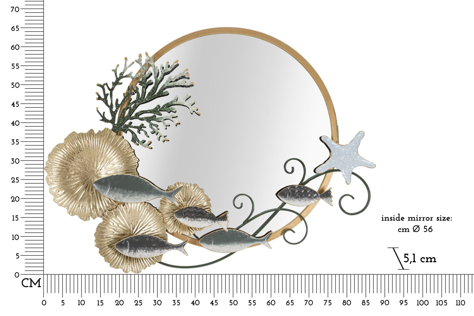 Modern fali tükör FISH 88,9X7,6X65,4 cm Fali tükör Mauro Ferretti