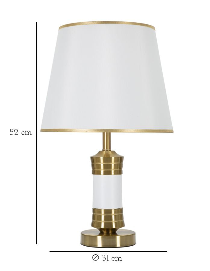 Column asztali lámpa – fehér-arany fém talp, fehér ernyő, 52 cm Mauro Ferretti