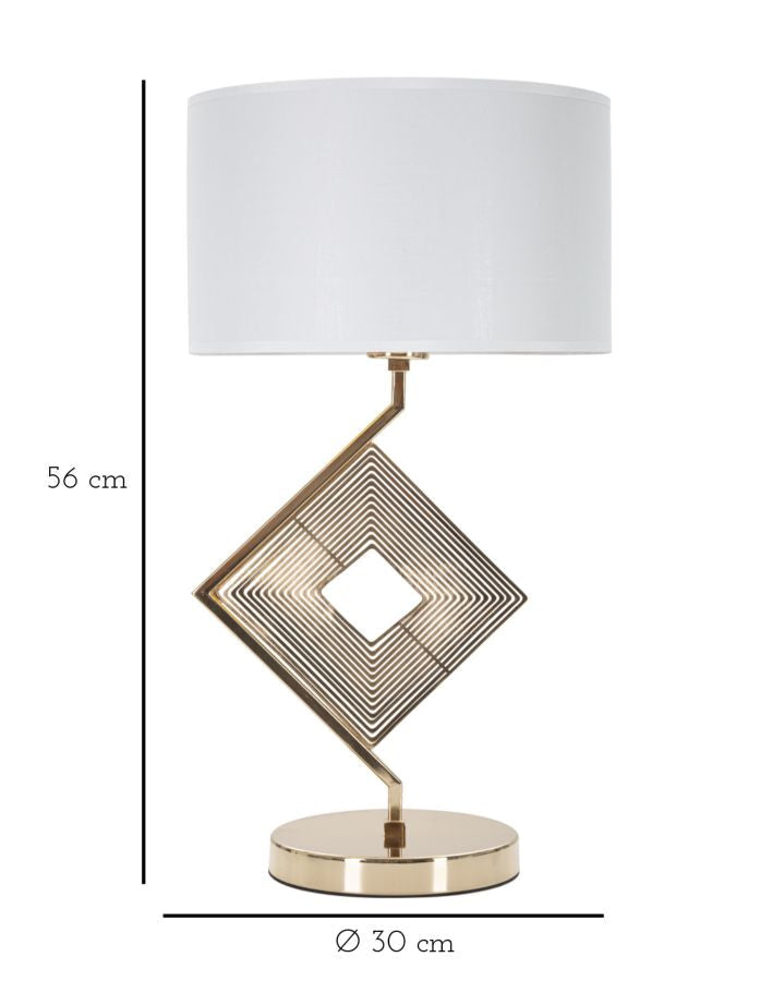 Modern Diamant asztali lámpa – arany fém talp, fehér ernyő, 56 cm Mauro Ferretti